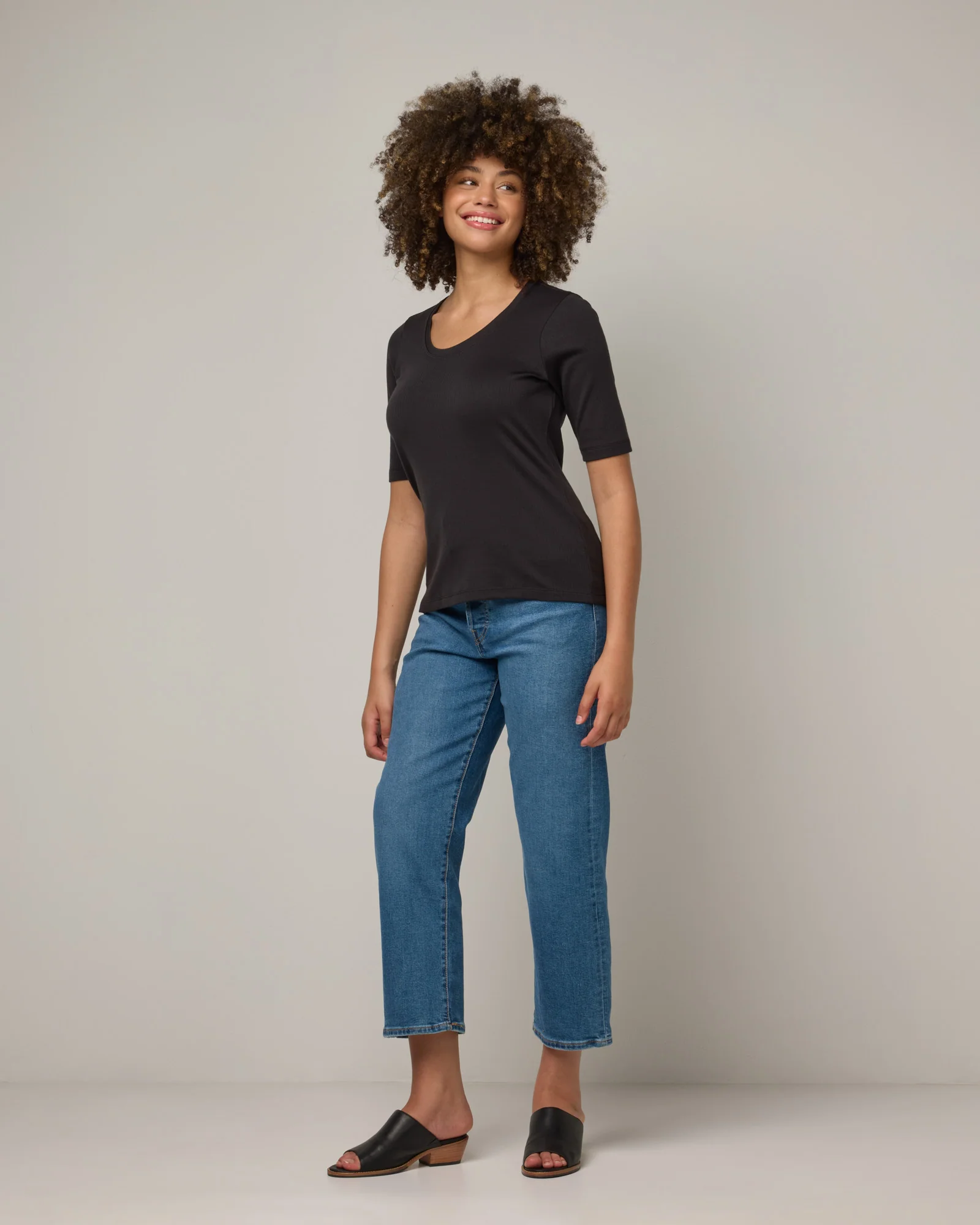 Celine Ribbed Elbow Sleeve Tee - Image 2