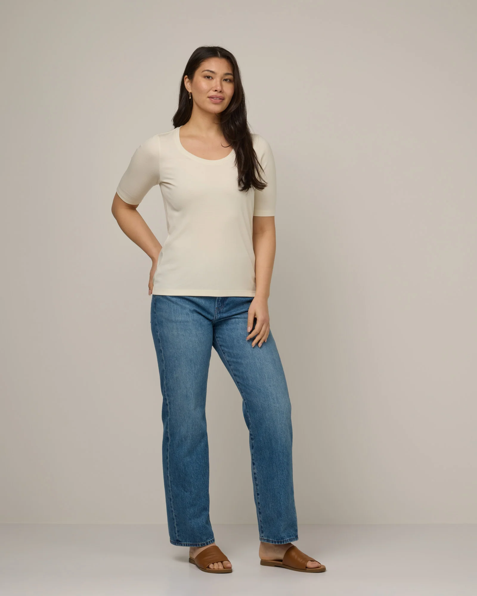 Celine Ribbed Elbow Sleeve Tee - Image 2