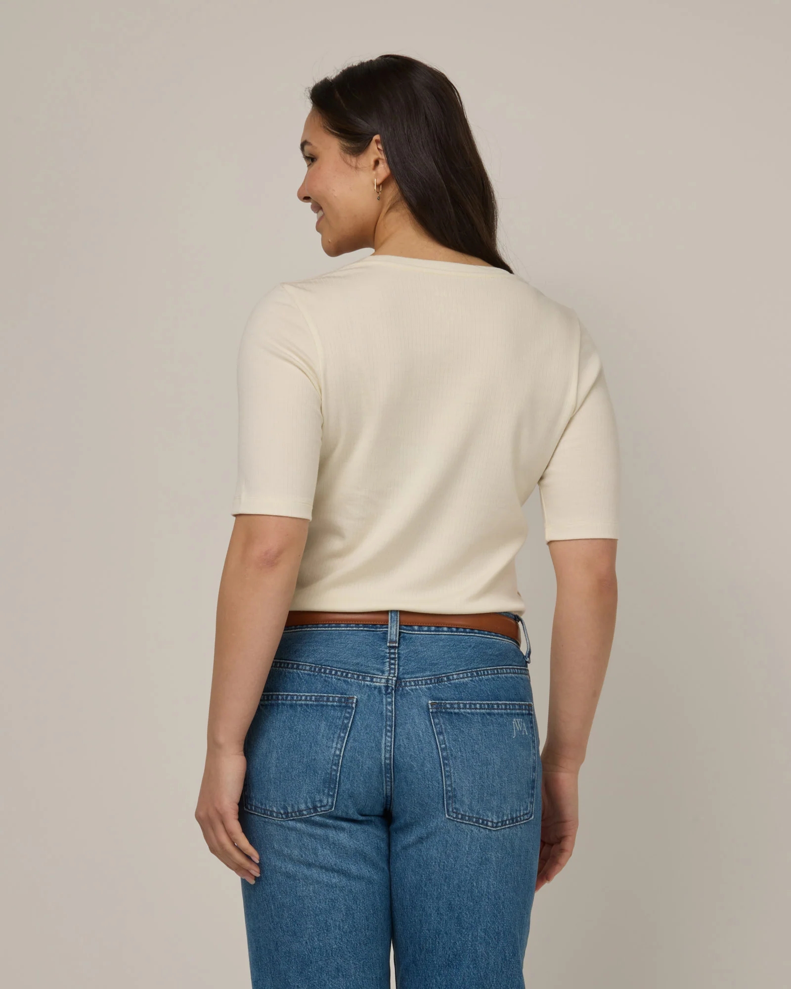Celine Ribbed Elbow Sleeve Tee - Image 3
