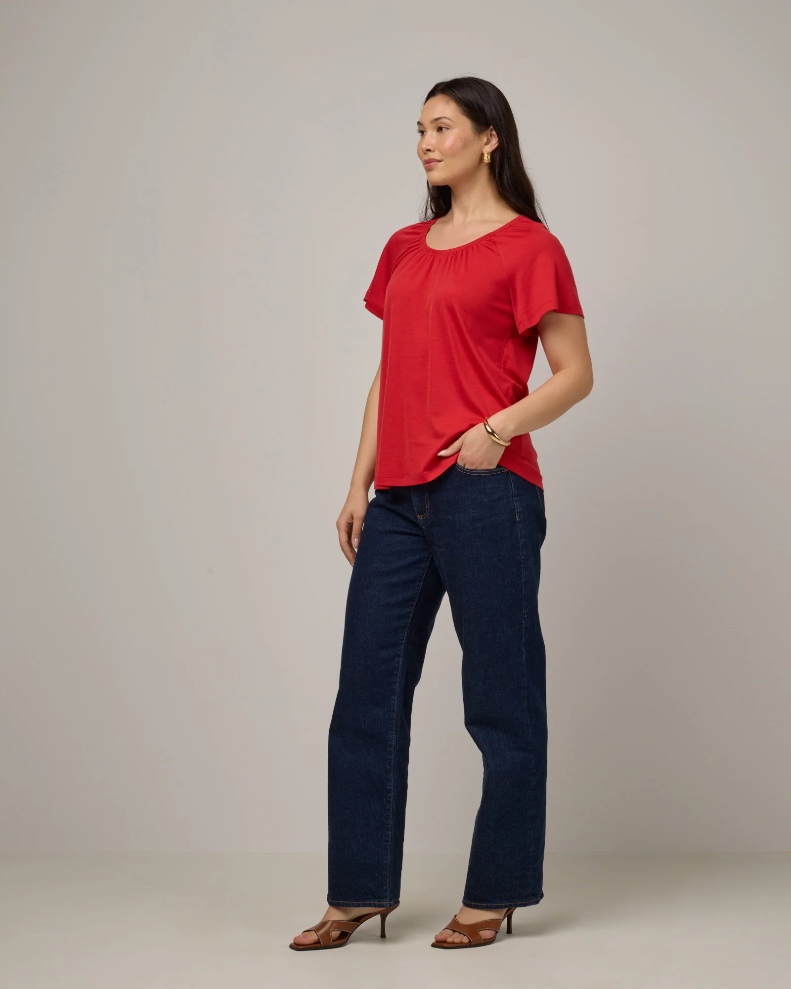 Lilah Signature Gathered Neck Tee - Image 4