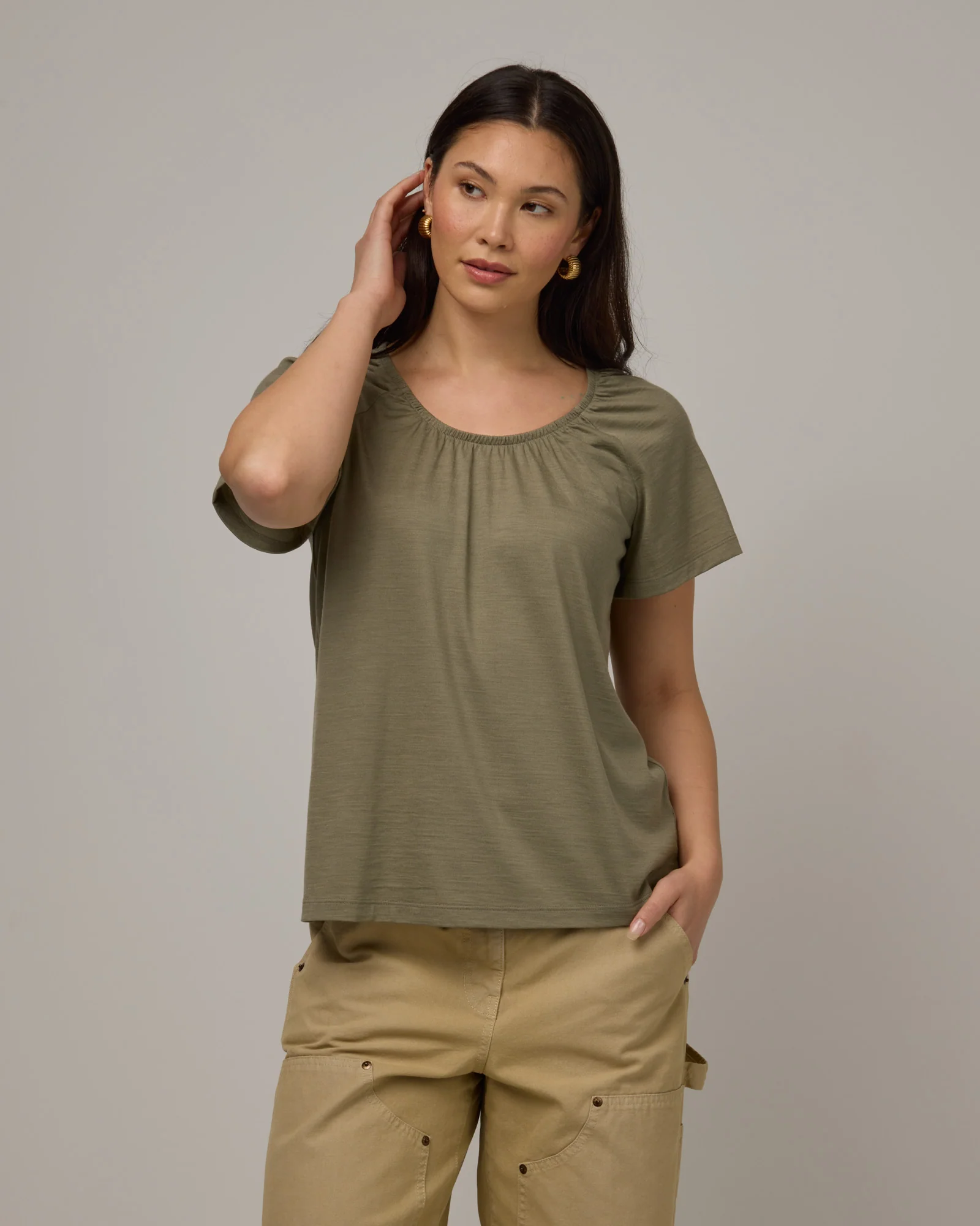 Lilah Signature Gathered Neck Tee