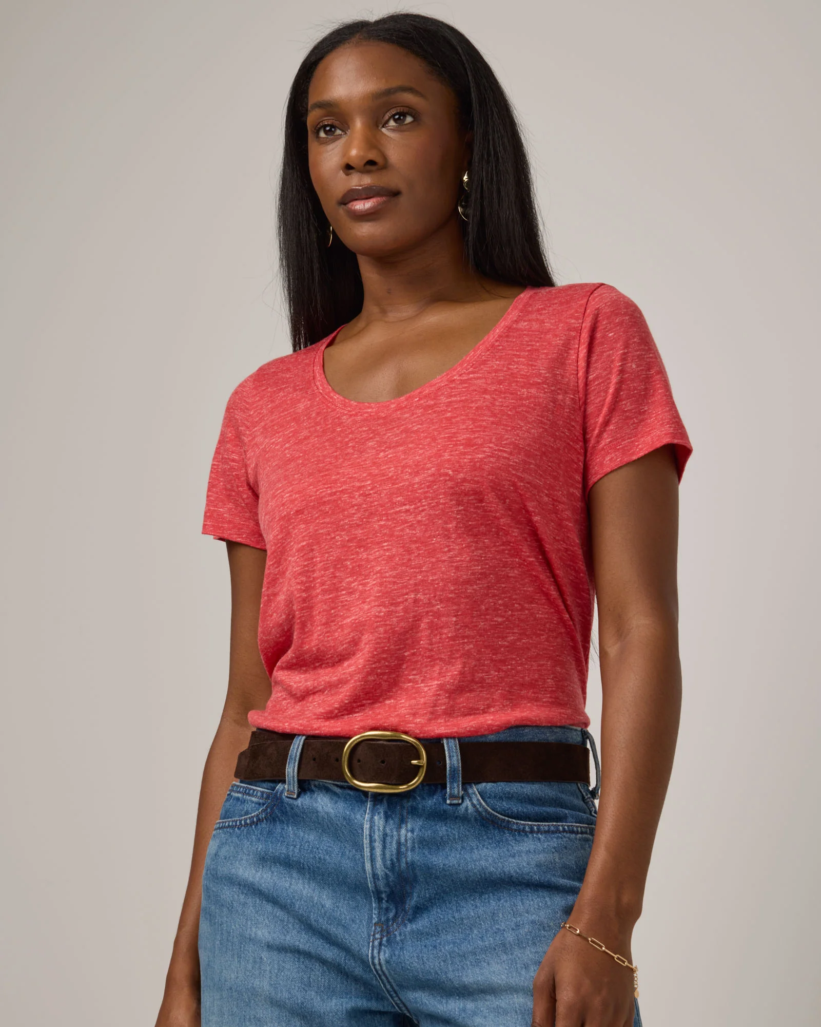 Stella Linen Scoop Neck Tee - Image 2